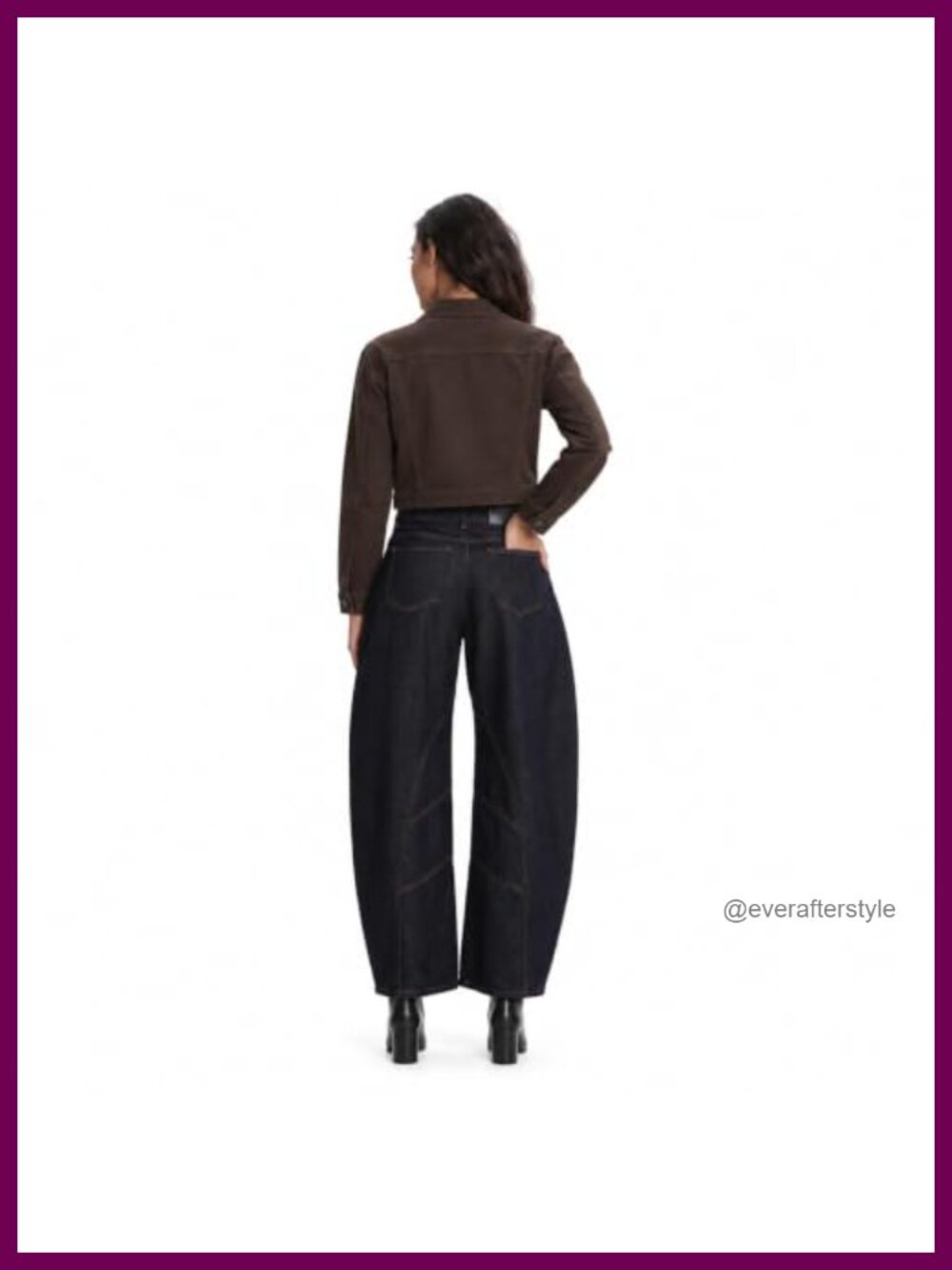 Women's High Waisted Barrel Jeans Curved Seam Relaxed Fit - Picture 3 of 6